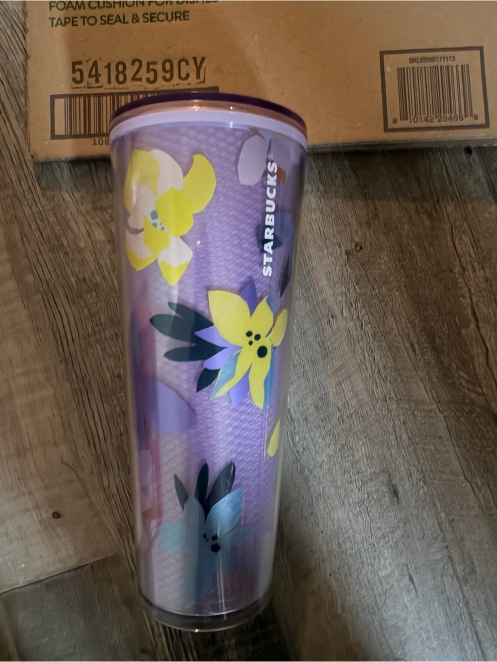 Starbucks Purple and Yellow Floral Tumbler